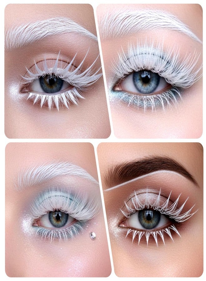 Thrymme 5Pairs White False Lashes, White False Eyelashes Short Natural Manga Style, Festival Celebration & Cosplay, Upper & Bottom Set - Image 5